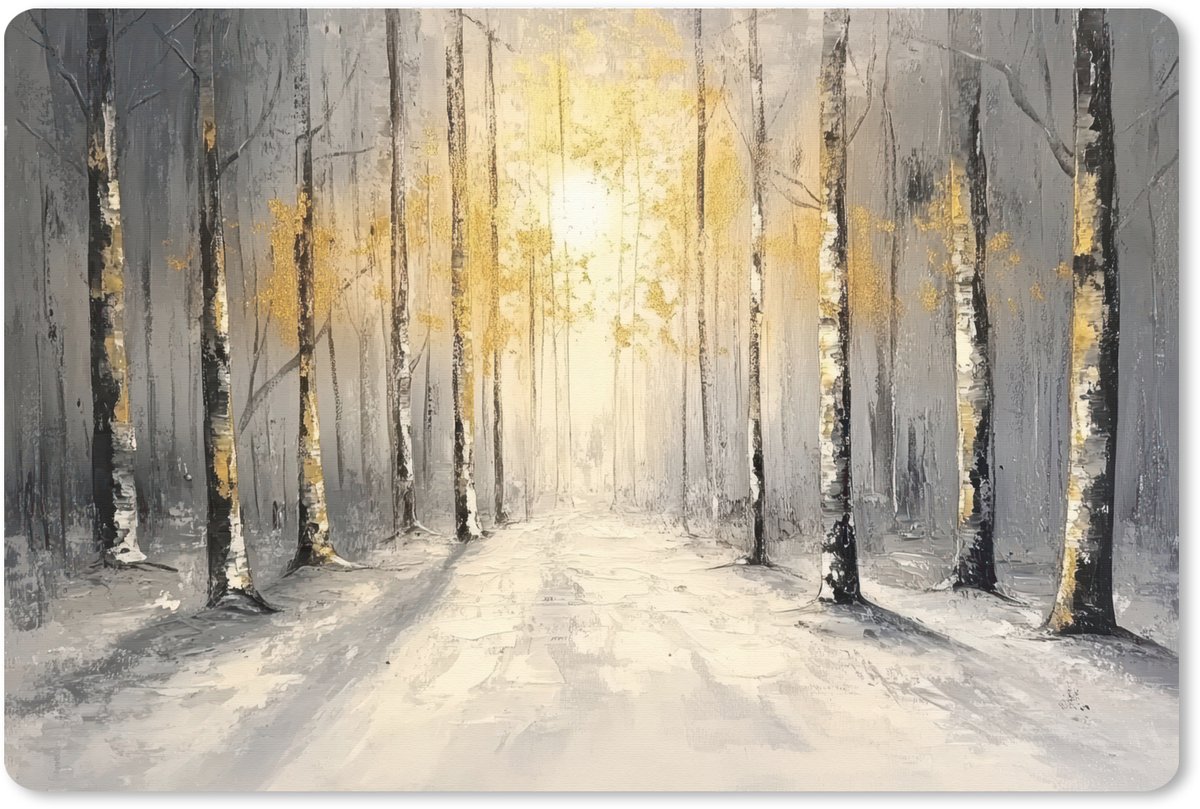 Muismat XXL 120x80 cm - Bureau onderlegger - Bureau mat Winter - Abstract - Sneeuw - Natuur - Zon - Bureaumat - Gaming mousepad xl - Bureaulegger groot - Computer deskmat