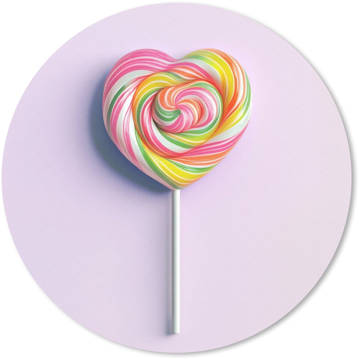 Muismat rond 50x50 cm - Mousepad Hart - Lolly - Snoep - Ronde muismatten