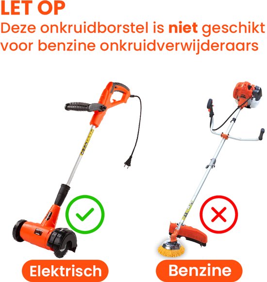 Universele borstelset voor elektrische onkruidborstel - Set van 4 - Onkruidverwijderaar - Onkruidverdelger - Stalen en Nylon borstel - 11cm - Voegenborstel - Grastrimmer van WOLFGANG. — afbeelding 3