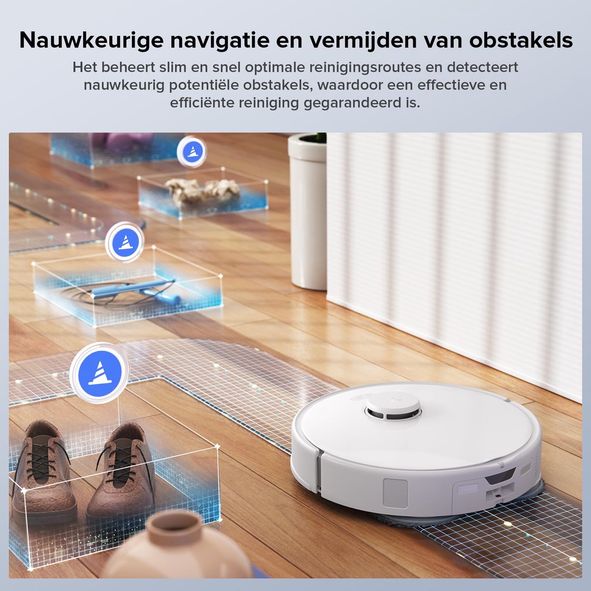 Afbeelding 2 van Roborock Qrevo Edge S5A robotstofzuiger - 18500Pa - met dweilfunctie&Liftable mop - anti-verstrengeling - obstakelvermijding - individuele tapijtstrategie - ultradun design - 75 °C heet water mopwas - Zelfreinigend - Wit - Qrevo Master upgrade