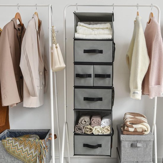 Kast Organiseren Opbergen GRANNY SAYS Hangende Kastorganizer – 6 Vakken, 5 Laden, Zijvakken – Wit, Niet-geweven Stof – Voor Opbergen Kleding En Accessoires Fabric Storage Kast Organiseren Opbergen GRANNY SAYS Hangende Kastorganizer – 6 Vakken, 5 Laden, Zijvakken – Wit, Niet-geweven Stof – Voor Opbergen Kleding En Accessoires Fabric Storage