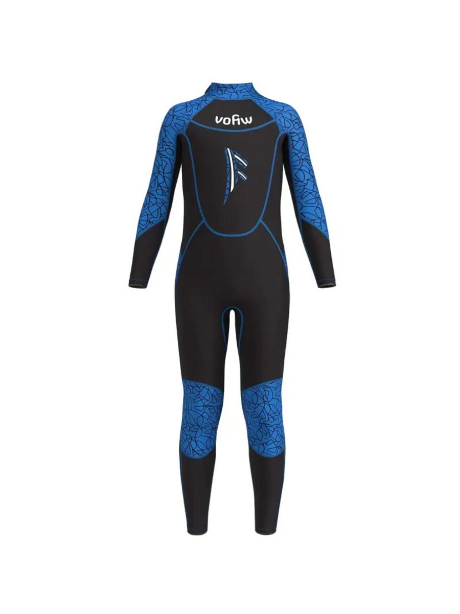 Bovista Wetsuit Kinderen Swimsuit Shorty Surfpak Duikpak Lange Mouw Zwemsuit – 2y Blauw