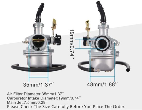 Geschikt voor PZ19 Carburateur 35mm Luchtfilter Vervanging voor 50cc 70cc 125cc 90cc 110cc Kabel Choke Chinese ATV Quad Go-kart Pit Bike TAOTAO van TAOTAO — afbeelding 2