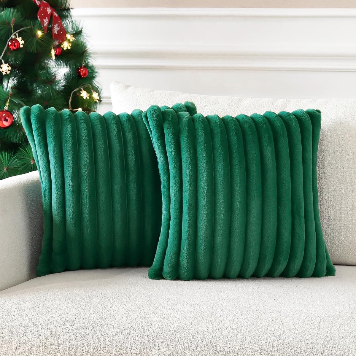 HAUSS SPOLE - Fluwelen Kussensloop- Den Groen - Kussenslopen 45 X 45 Cm - Set Van 2 - Kussenhoes - Kussenhoezen - Sierkussens - Pluche Stof