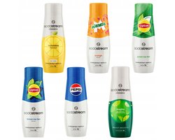 SodaStream - Zestaw 6 Concentraten - Lemoniada - Mirinda - Pepsi - Mojito - Lipton Iced Tea