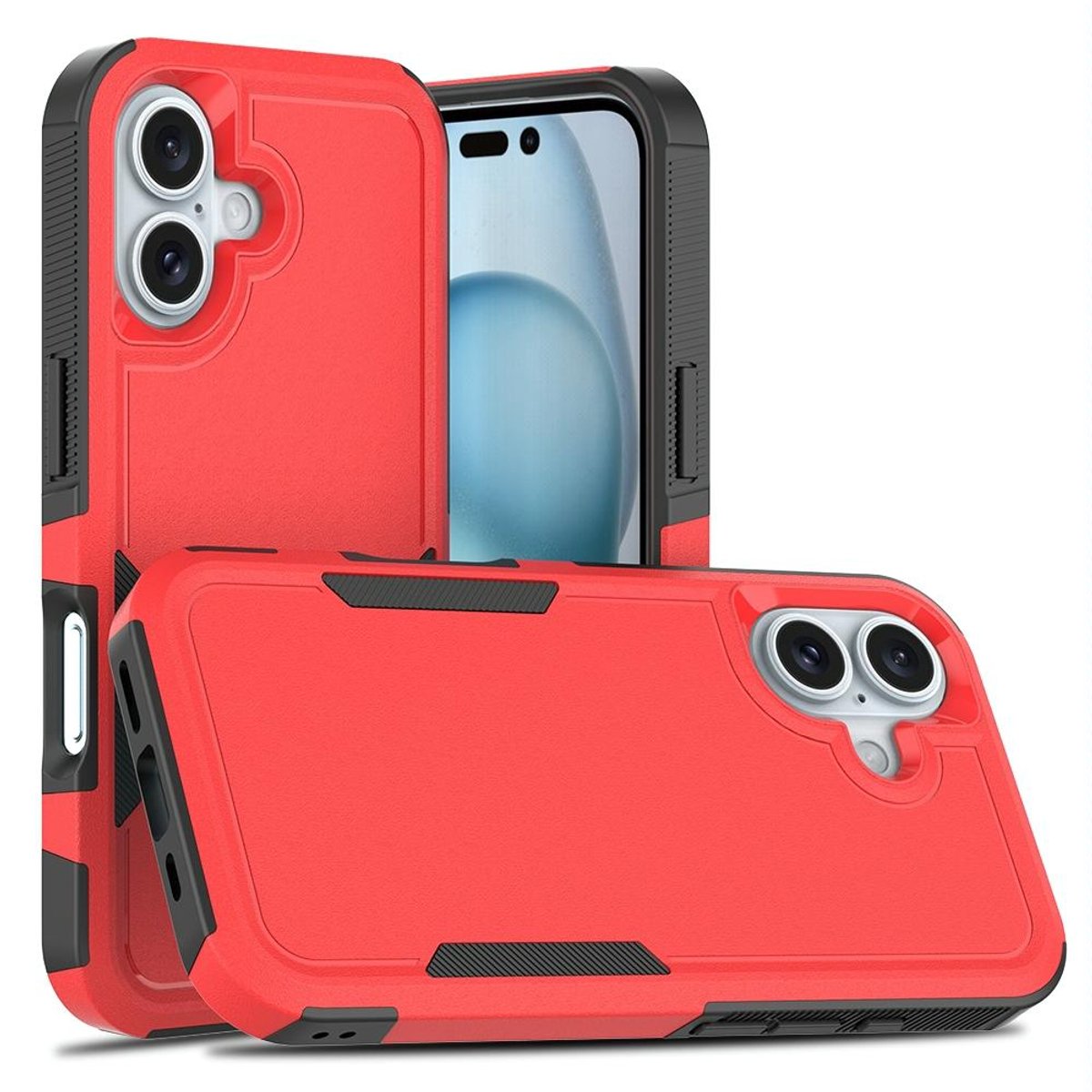 Mobigear Hoesje geschikt voor Apple iPhone 16 Telefoonhoesje Hardcase | Mobigear Heavy Armor Backcover Shockproof | Schokbestendig iPhone 16 Telefoonhoesje | Anti Shock Proof - Rood