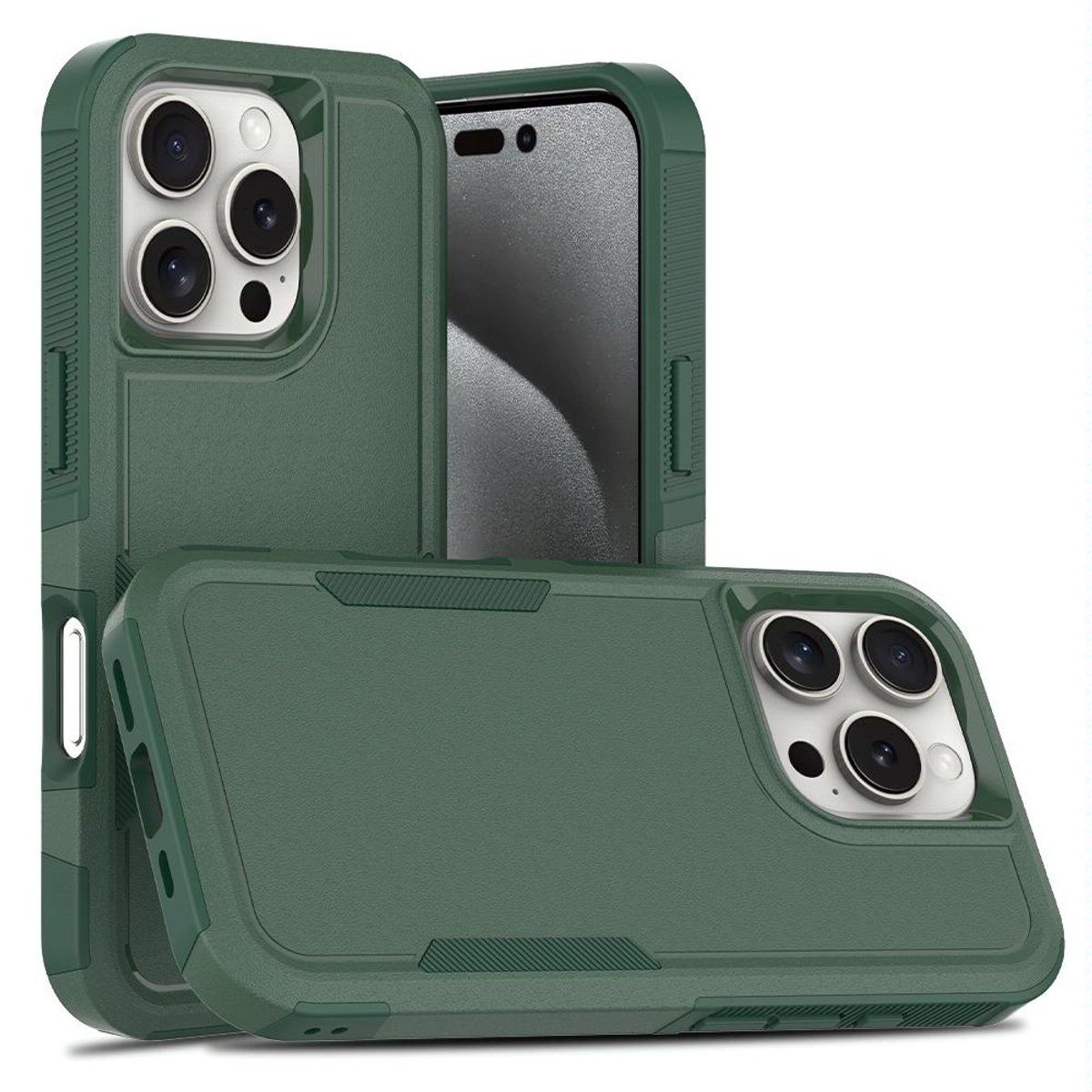 Mobigear Hoesje geschikt voor Apple iPhone 16 Pro Telefoonhoesje Hardcase | Mobigear Heavy Armor Backcover Shockproof | Schokbestendig iPhone 16 Pro Telefoonhoesje | Anti Shock Proof - Groen