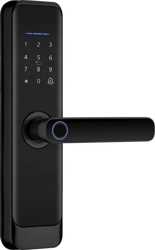 Ruveno Slim Fingerprint Bluetooth Smart Deurslot met Touchscreen, Vingerafdruk Toetsenbord Kaartsleutels Unlock voor Aluminium Swing Deur (Zwart