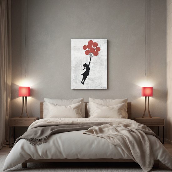Graffiti Banksy - Balloon Girl - Impression sur toile Premium 64x90 cm - Décoration murale