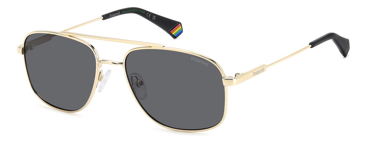 Polaroid Gold & Grey Classic Pilot Pilotenbril Lichtgewicht Zonnebril Gepolariseerde Piloten Bril
