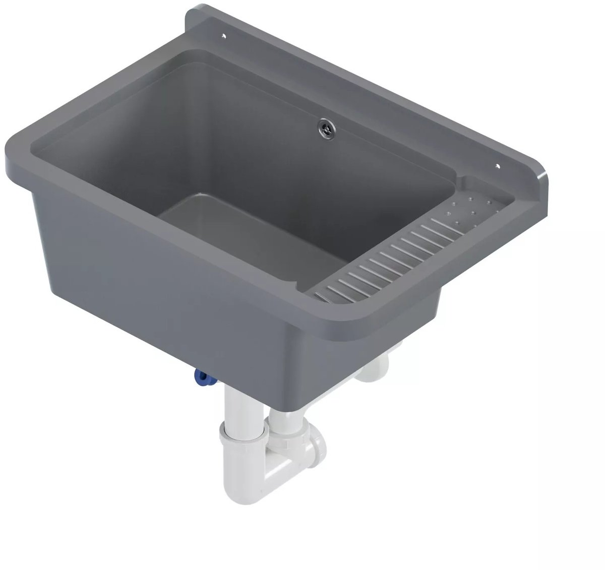 QLS Gootsteen 50x34 cm van Kunststof met Sifon Grijs Garage Werkplaats 11119