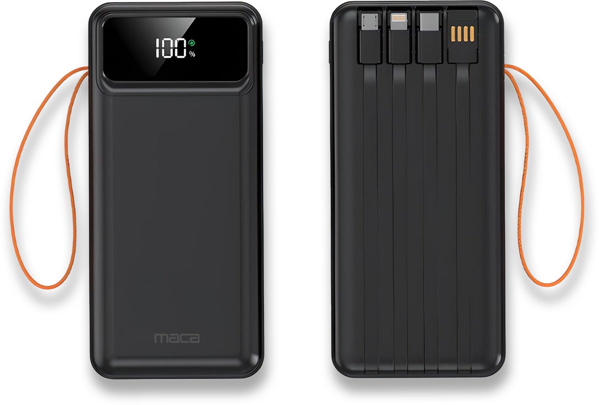 Maca Powerbank 30000 mAh met Ingebouwde Kabels - afbeelding 2