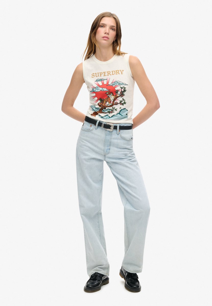 Superdry Tattoo Rhinestone-hemdje Dames Vesten Wit