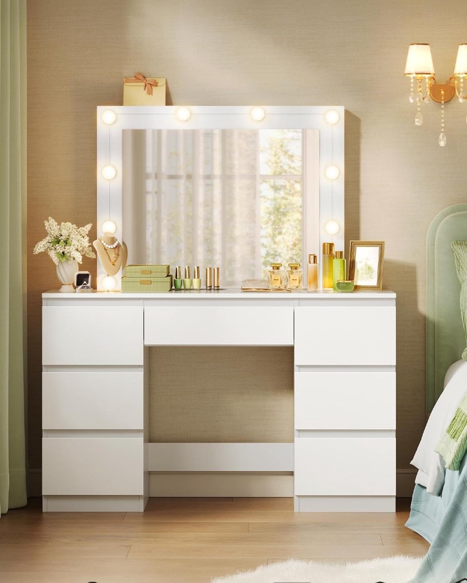 Moderne kaptafel met LED-verlichting en 7 lades