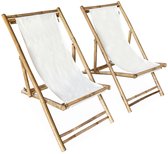 Bol.com sweeek - Strandstoel opvouwbaar katoenen canvas davao 110xb60xh94cm set van 2 aanbieding