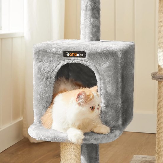 Krabpaal met hangmat voor meerdere katten, Kattenboom, Rookgrijs