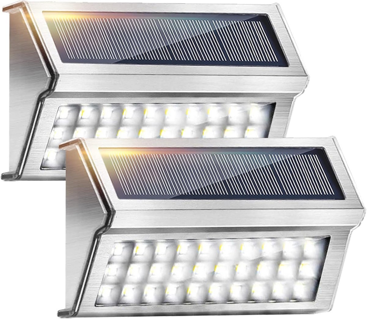 Zonnelamp Buiten Tuinpadverlichting met Lichtsensor - Set van 2 - Waterdicht en Draadloos Veiligheidslicht