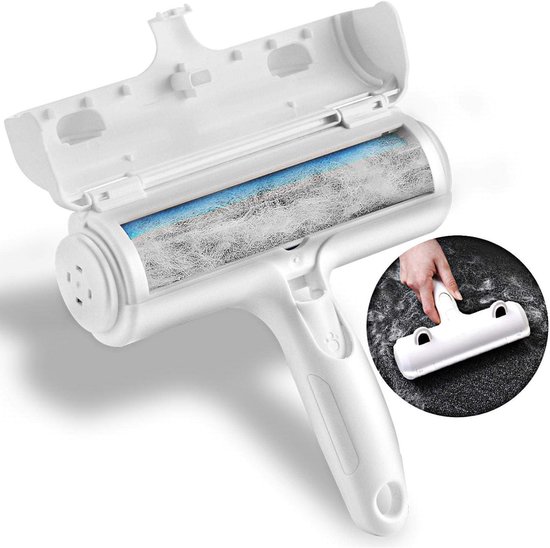 Pluizenroller - Verwijderaar van dierenhaar - Herbruikbaar - Voor banken, bedden, tapijten, krabpalen voor katten - Wit