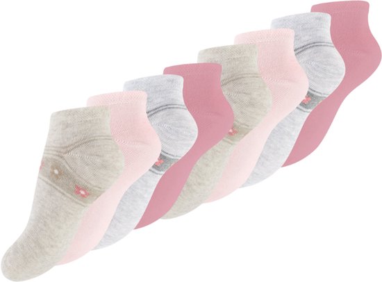 8 paar Meisjes sneakersokken - Meisjessokken - Flowers - Maat 27-30