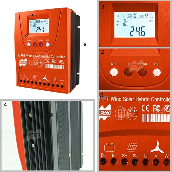 FO5-12/24V 500 W Wind Laadregelaar Waterdichte