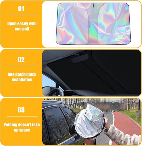 Zonnescherm Auto-zonnescherm auto voorruit-Auto-interieur zonnescherm-opvouwbaar-145x80CM van Merkloos — afbeelding 5