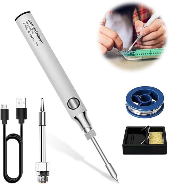 Draadloze Soldeerbout Set - 8W 5V - USB - Accu - Oplaadbaar - Zwart