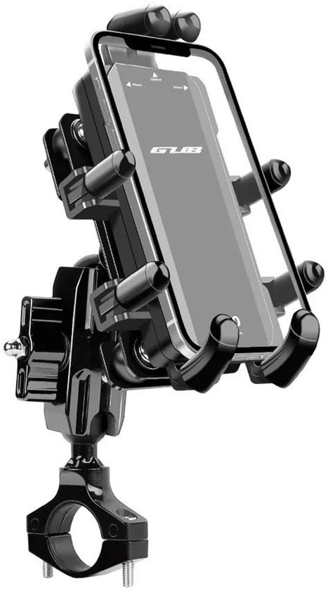GUB P60 Universele Telefoonhouder - Stevige Houder voor Motor en Scooter Stuur - Verstelbaar - Zwart