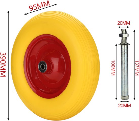 Kruiwagen Wiel 4.80/4.00-8,Massief PU Band — afbeelding 3