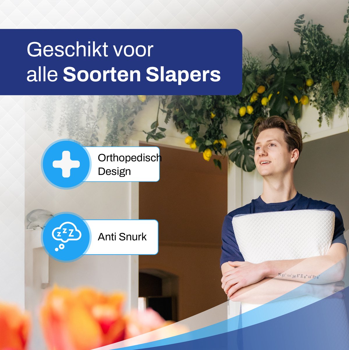 CloudÉtoile Ergonomisch Nekkussen 60x40 Cm - Traagschuim Kussen, Verstelbaar, Tegen Pijn & Snurken - Voor Zijslapers