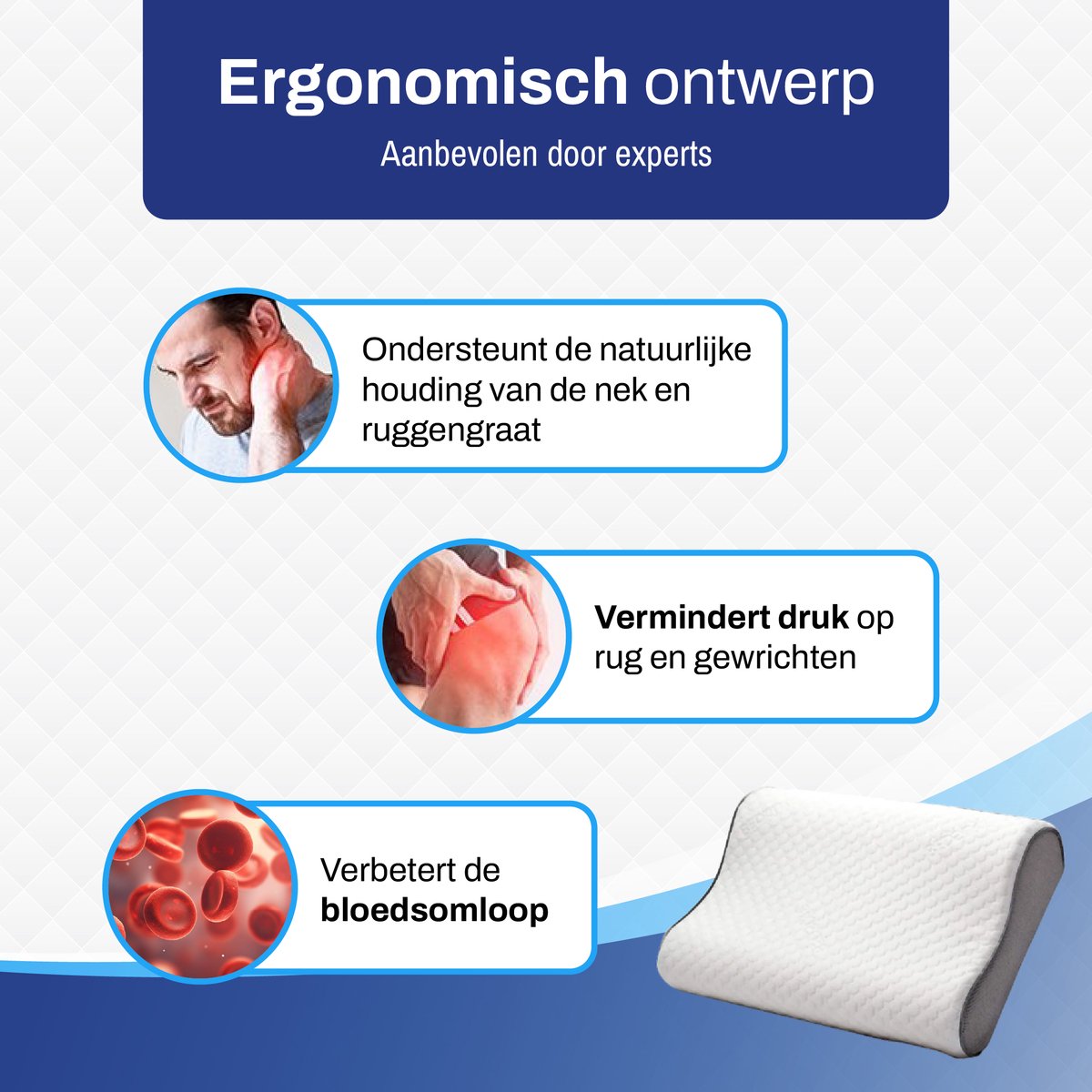 CloudÉtoile Cervicaal Traagschuim Kussen - Verstelbaar Orthopedisch Kussen met Versnipperd Schuim om te Slapen, Ergonomisch Hoofdkussen met Ondersteuning tegen Pijn en Snurken, 60x40 cm