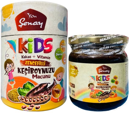 Senay Kids Keçiboynuzu Çocuk Macunu - Helpt bij Groeispurt! Kids Vitaminen Kruidenpasta Voor als beleg | Smeer Pasta met Johannesbrood siroop & Propolis | 240gram | Halal