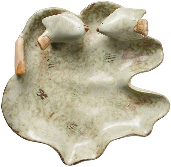 Clayre & Eef Bol de décoration Feuille 16x16x5 cm Vert Céramique