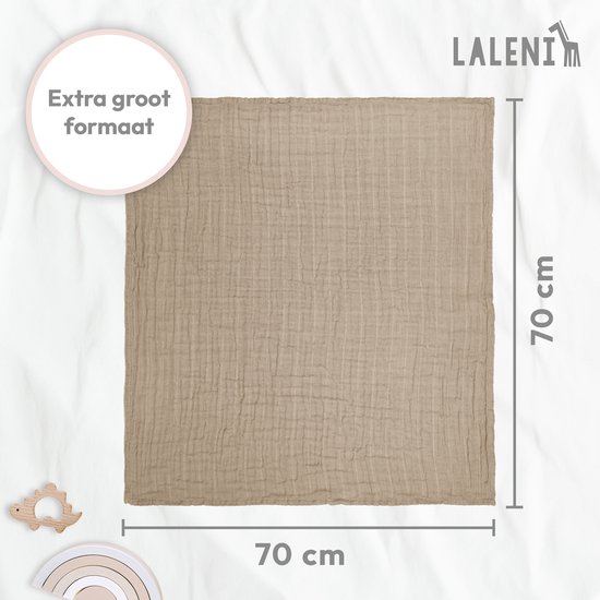 Laleni Hydrofiele Doeken - 100% Katoen - Mousseline - 70x70cm - Beige - Set van 30 van Laleni — afbeelding 5