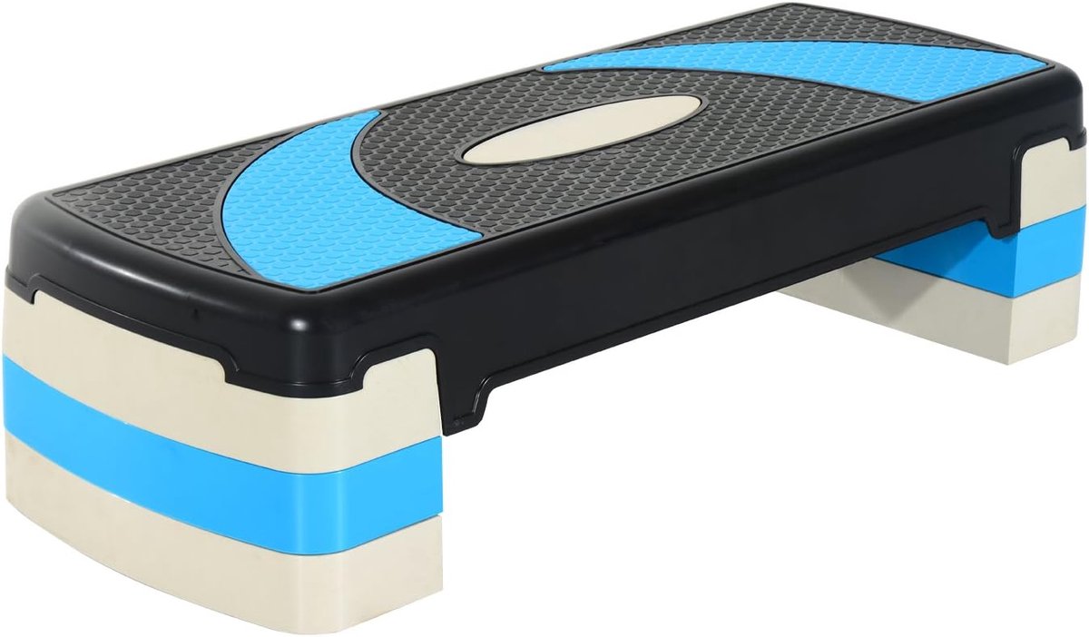 Verstelbare aerobic stepper 3-traps fitnessplatform - Draagvermogen 150 kg - Blauw