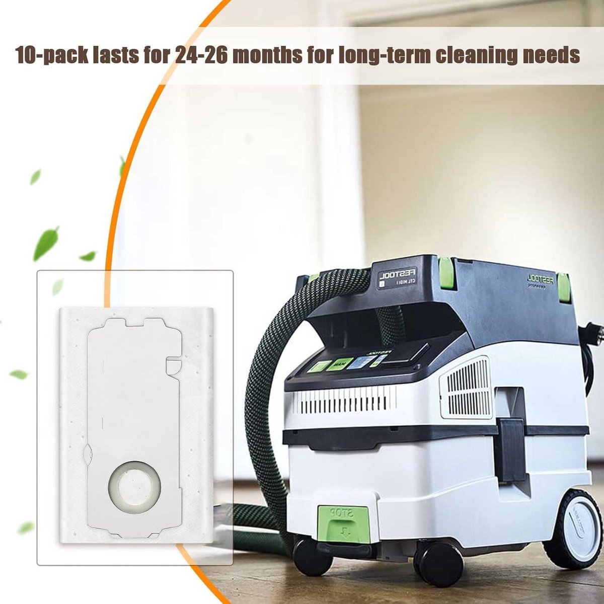 Filterzakken voor Festool CT MINI/CT MIDI/CT 15 stofzuiger vanaf 2019 - 10 stuks reservezakken