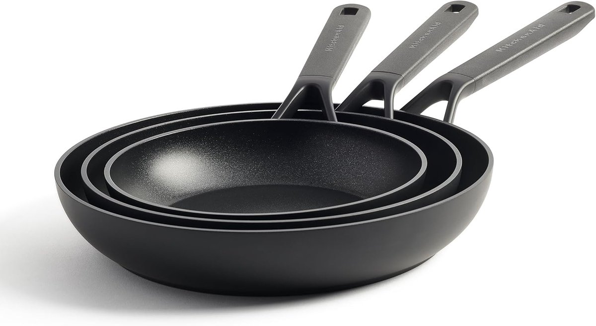 Koekenpannenset 20/24/28 cm – Hard Geanodiseerd Aluminium, Antiaanbaklaag, Geschikt voor Inductie, Oven en Vaatwasser – Zwart