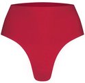 Hoge rode string met brede tailleband.