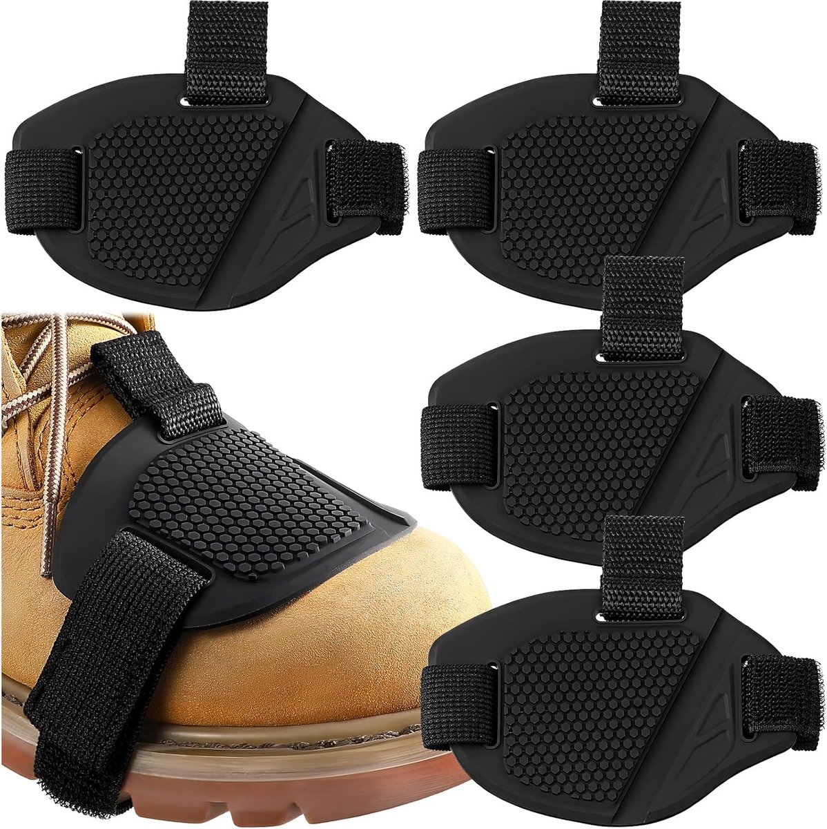 4-delige set schakelpaddles voor motorfietsen - laarzenhoezen - motorschoenhoezen - rubberen schoenhoezen - motoraccessoires - zwart