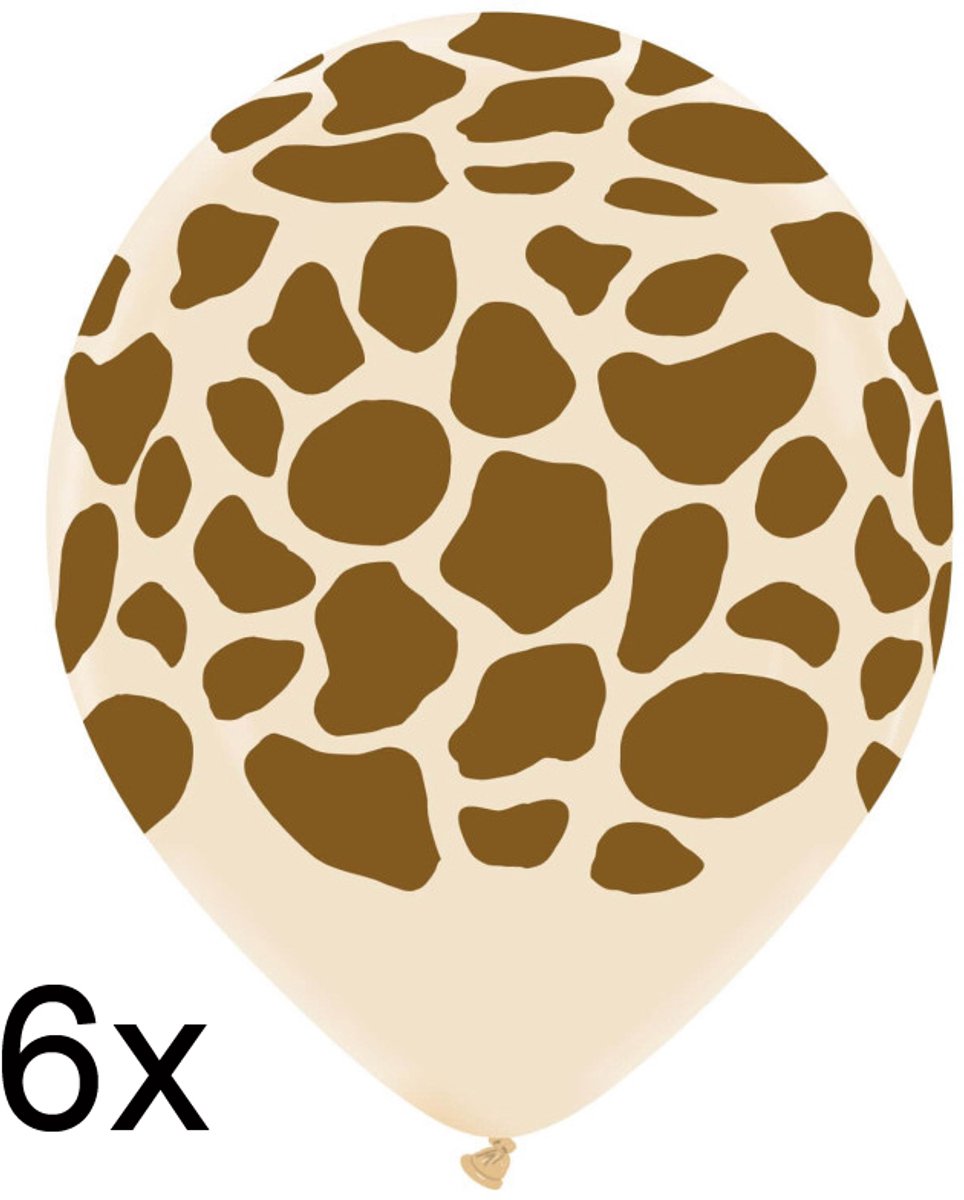 Giraffe print ballonnen, 6 stuks, 30cm