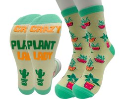 Tutti Footi - Crazy Plant Lady Sokken - Dames maat 37-41 - Groene Sokken met Planten en Grappige tekst op zool (anti-slip) - Kamerplanten/Cactus Tutti Footi - Crazy Plant Lady Sokken - Dames maat 37-41 - Groene Sokken met Planten en Grappige tekst op zool (anti-slip) - Kamerplanten/Cactus