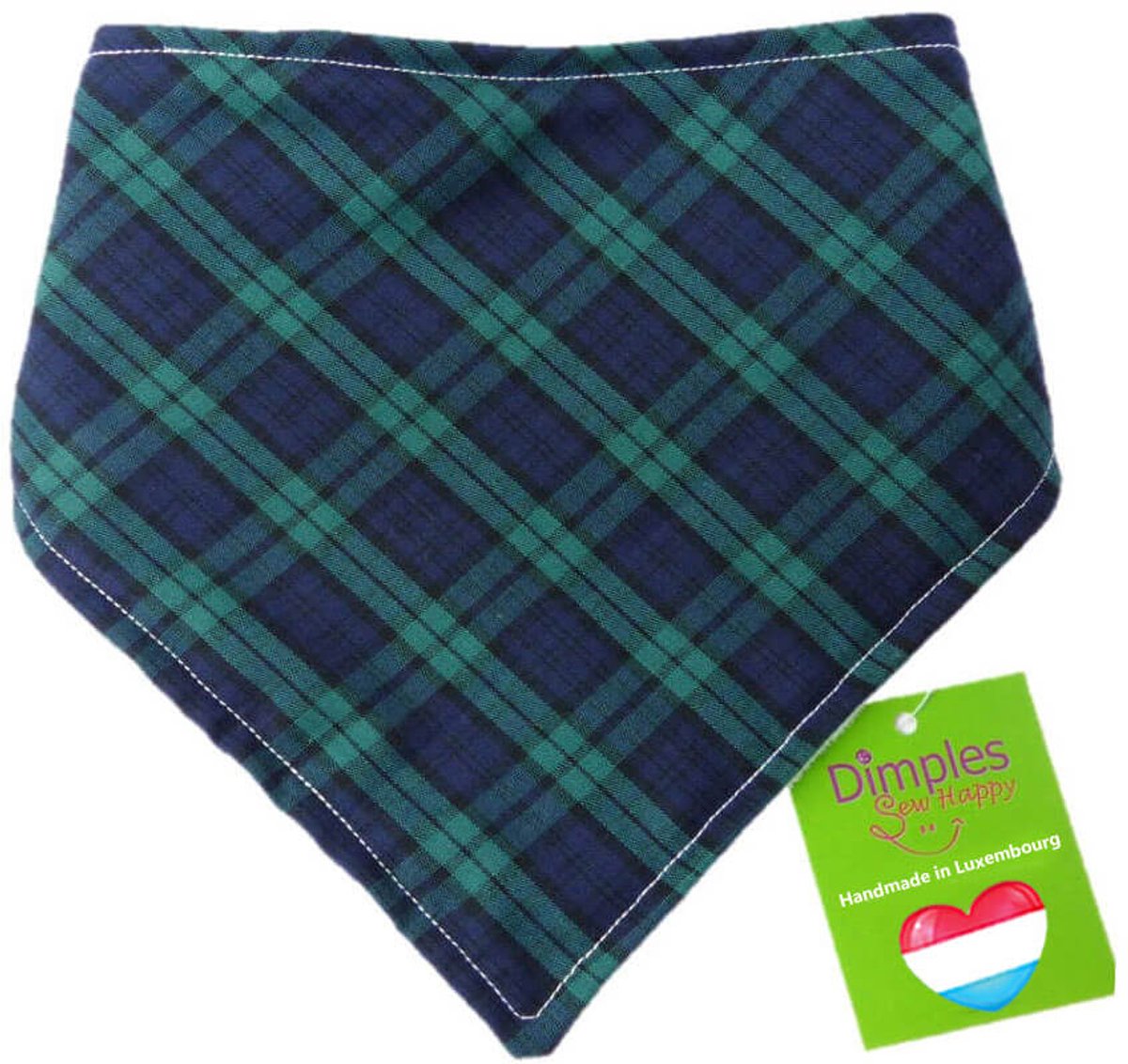 Blauwe tartan hondenhalsdoek - DIMPLES 35cm XS hondensjaal hondenbandana met comfortabele drukknopen