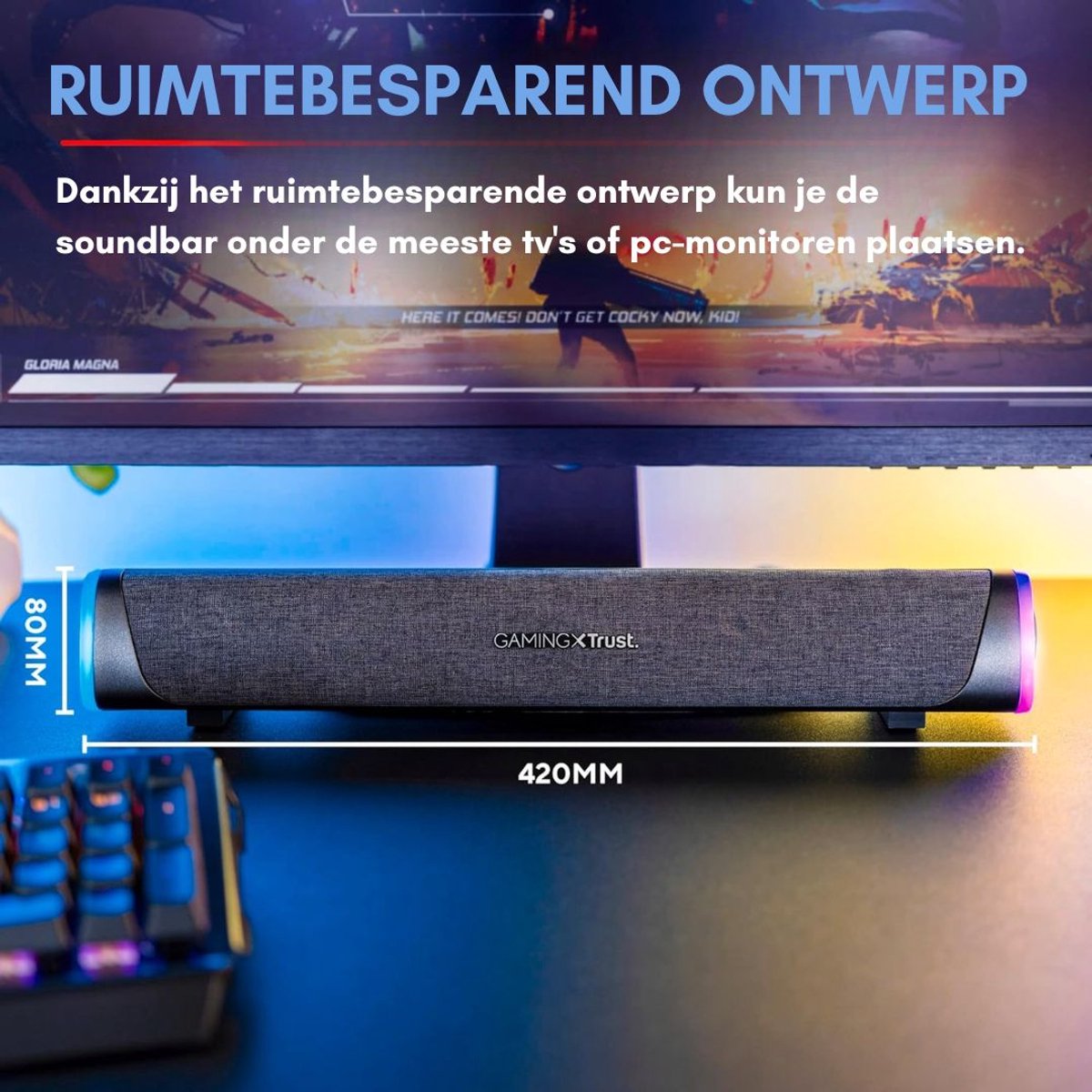Afbeelding 2 van DD Soundbar Pc - Bekabelde en Draadloze Pc -Luidspreker - USB Mini Soundbar - met RGB-Verlichting - 8x42x7cm - Zwart