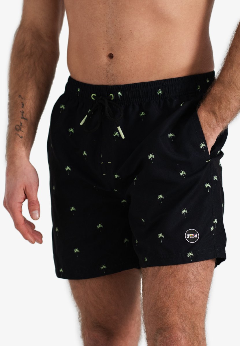 Happy Shorts Heren Zwemshort Palmbomen Zwart Print — afbeelding 7