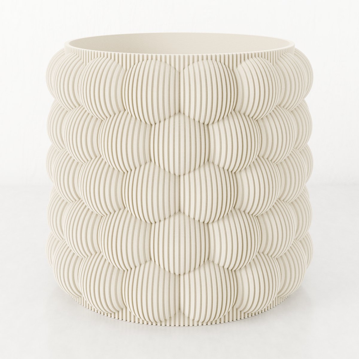Fleuriek - Bloempot voor binnen - Beige gestreepte plantenpot van bio plastic - Ø22 cm