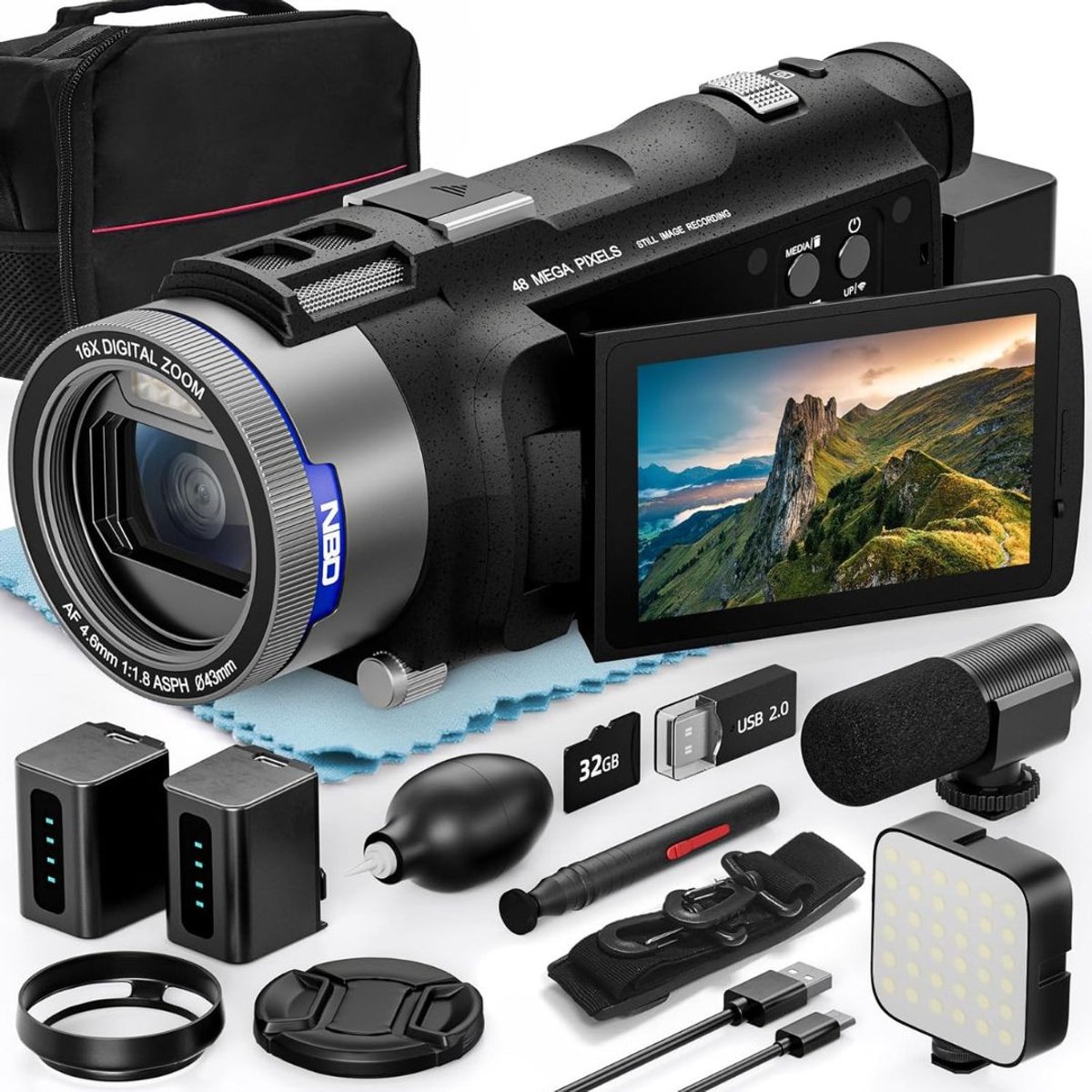 Handycam - Videocamera - Vlog Camera voor Beginners - Zwart