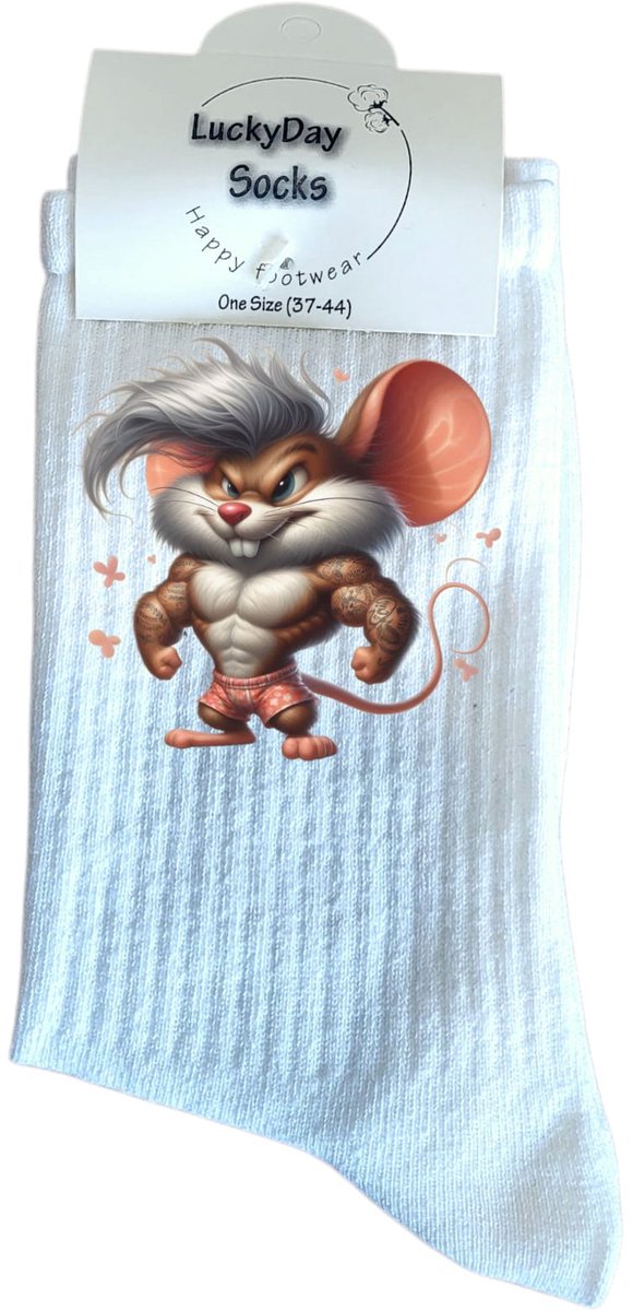 LuckyDay Socks - Fitness Sokken - Fit Boy - Fit Girl - Sport Sokken - Sportschool - Leuke sokken - Vrolijke sokken - Witte sokken - Halter - Trend nu - Verjaardag cadeau - Leuk cadeau - Kerst cadeau - Grappige sokken - Socks maken Happy - Maat 37-44