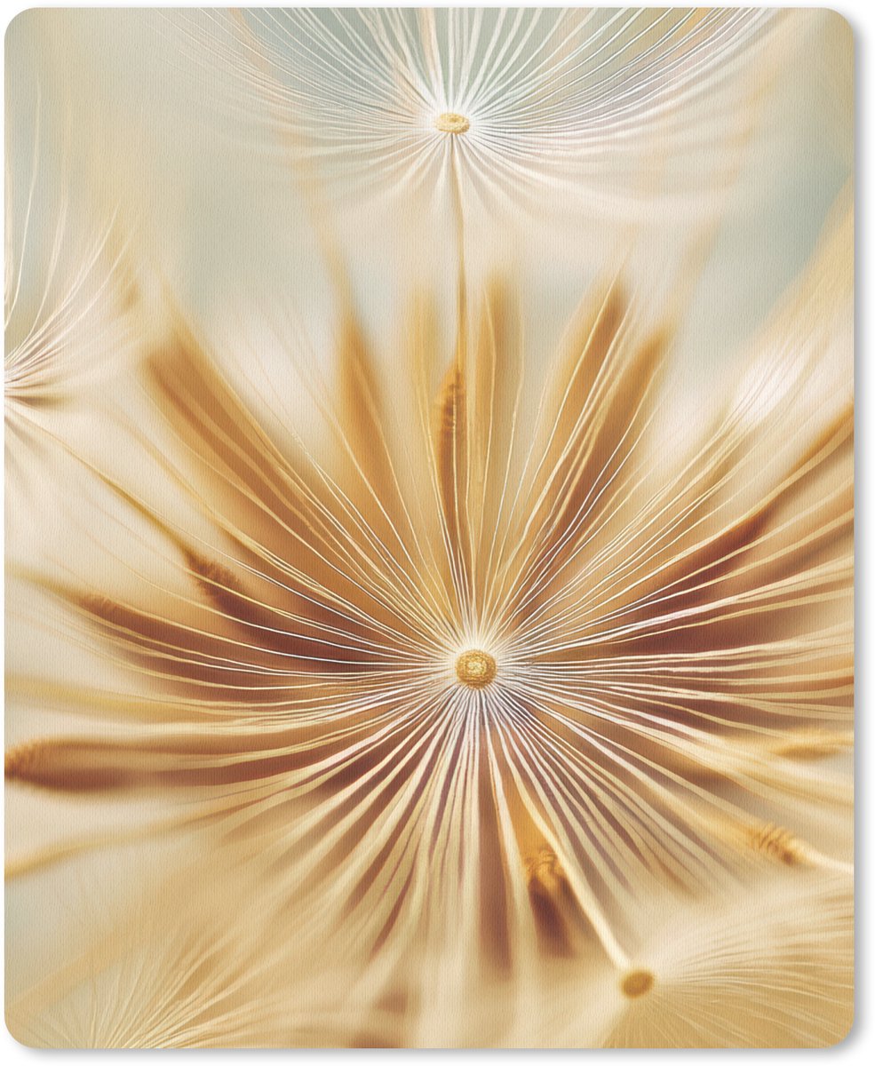 Muismat 19x23 cm - Mousepad Paardenbloem - Beige - Abstract - Modern - Natuur - Muismatten