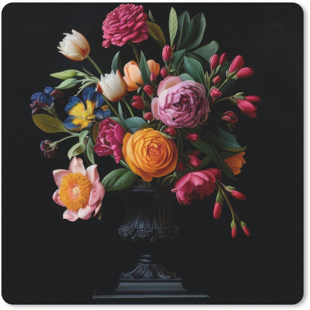 Muismat 20x20 cm - Mousepad Boeket - Romantisch - Kleurrijk - Muismatten