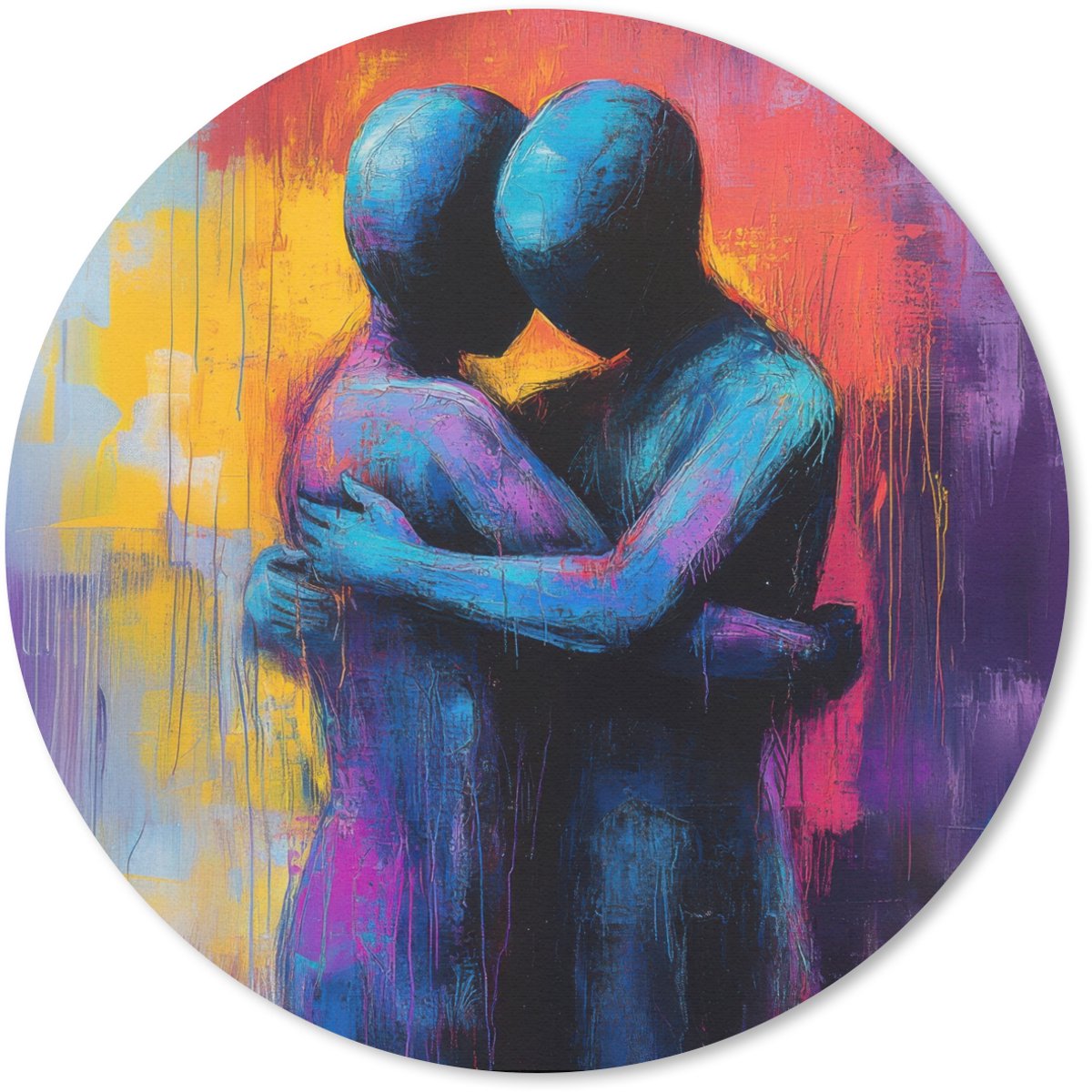 Muismat rond 30x30 cm - Mousepad Omarmen - Lichamen - Paars - Ronde muismatten
