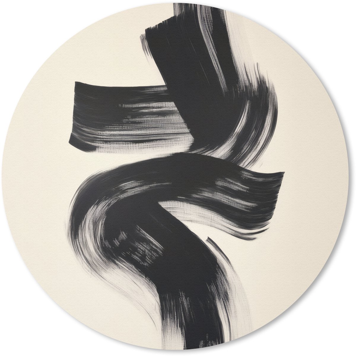 Muismat rond 40x40 cm - Mousepad Strepen - Zwart - Abstract - Ronde muismatten